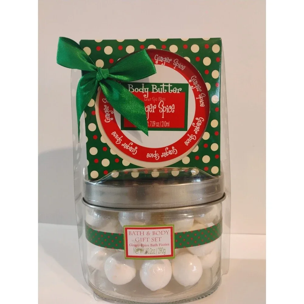 Ginger Spice Body Butter & Bath Fizzies Set Moisturizer for Full Body, 7.09 oz